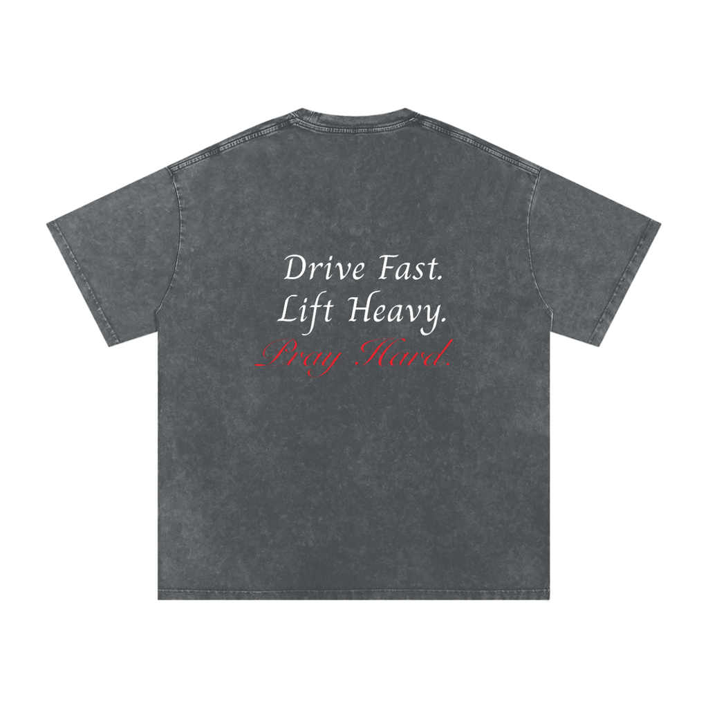 Pray Hard Acid Wash Tee